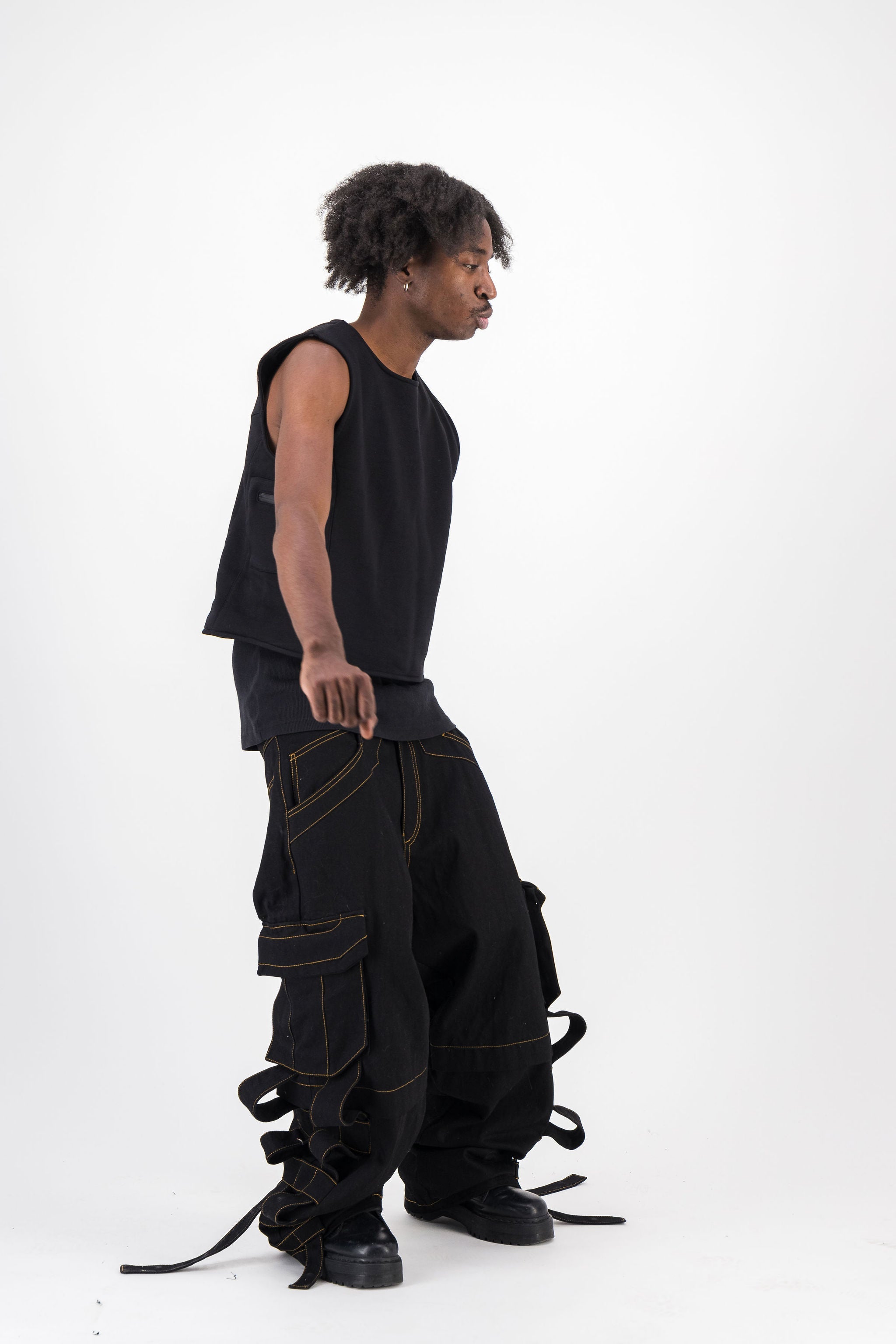 ASANI RAW BLACK DENIM BAGGY PANTS – Anael Paris