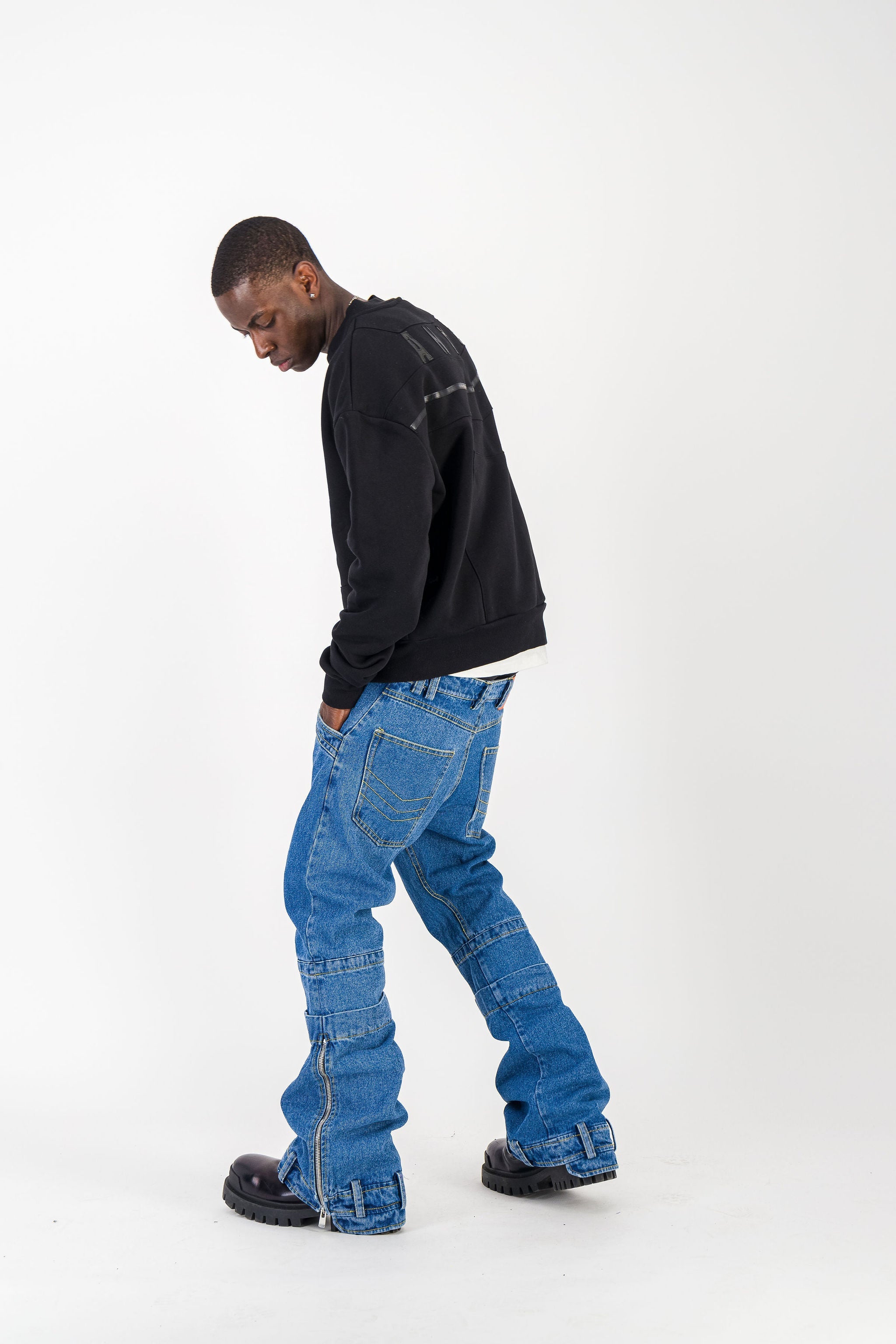 AKIRA PANTS - STONE WASHED BLUE DENIM – Anael Paris