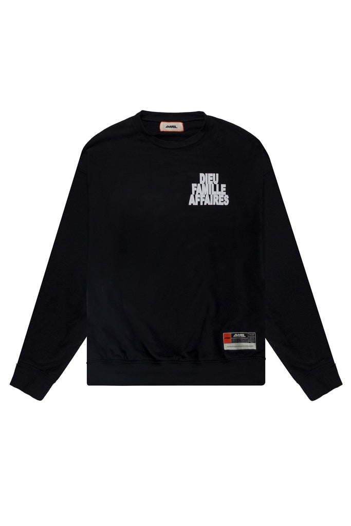 T-shirt Noir Manches Longues "DIEU FAMILLE AFFAIRES" Anael Paris